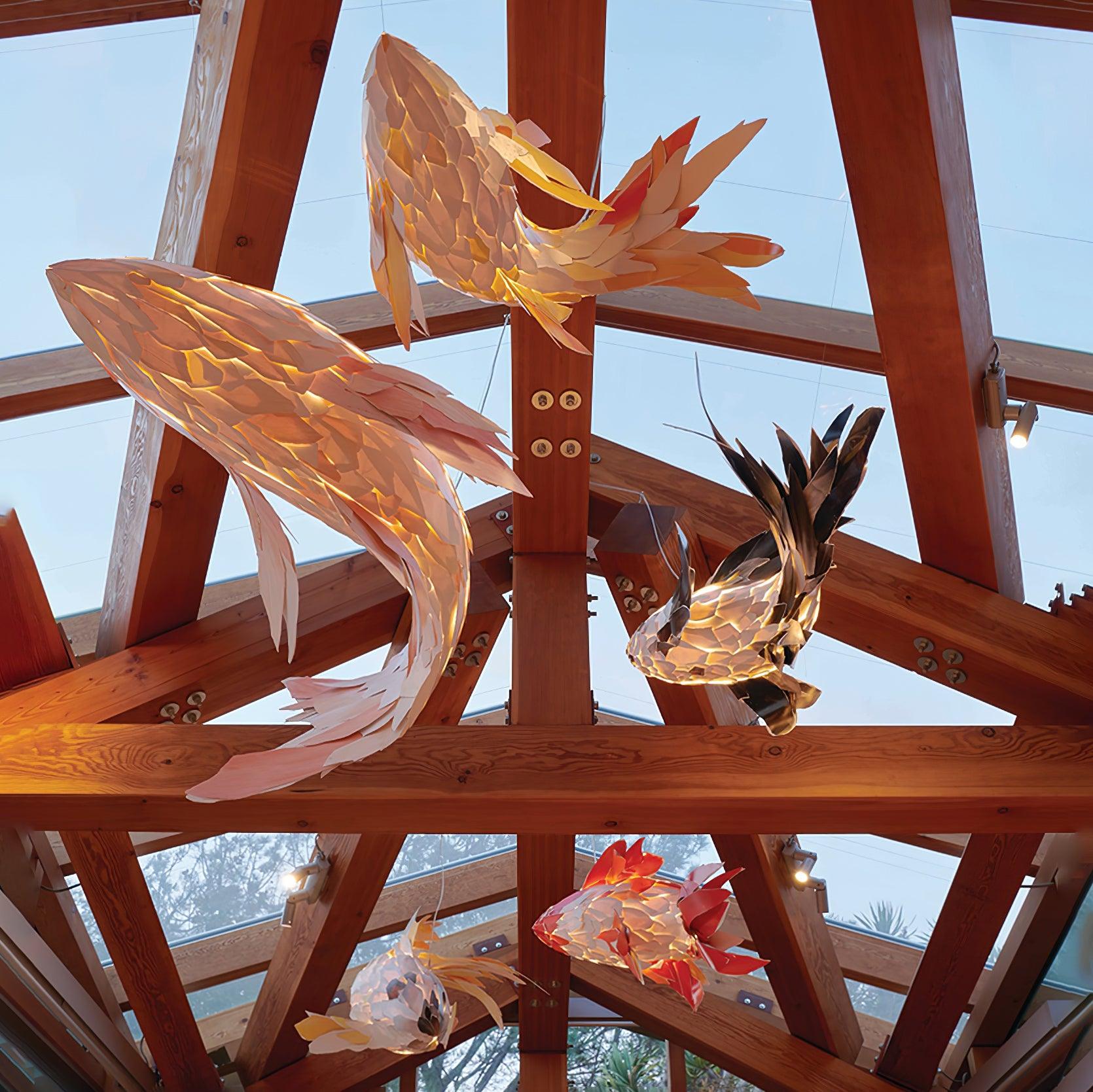 Vamararae Crimson Swirl Koi Pendant Light - Letslighting