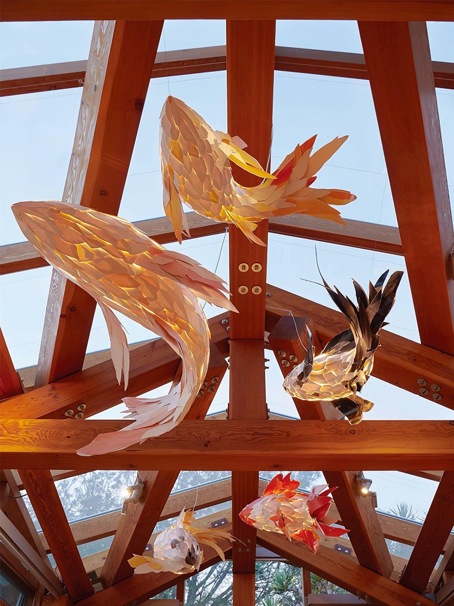 Vamararae Crimson Swirl Koi Pendant Light - Letslighting