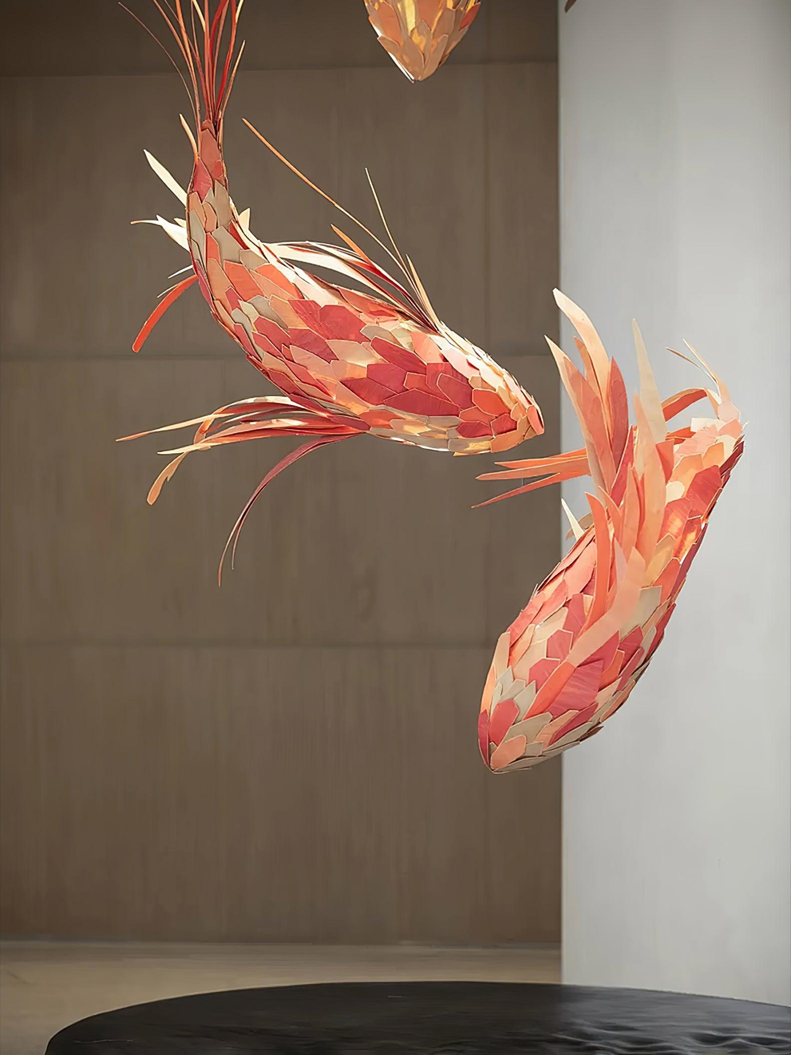 Vamararae Crimson Swirl Koi Pendant Light - Letslighting