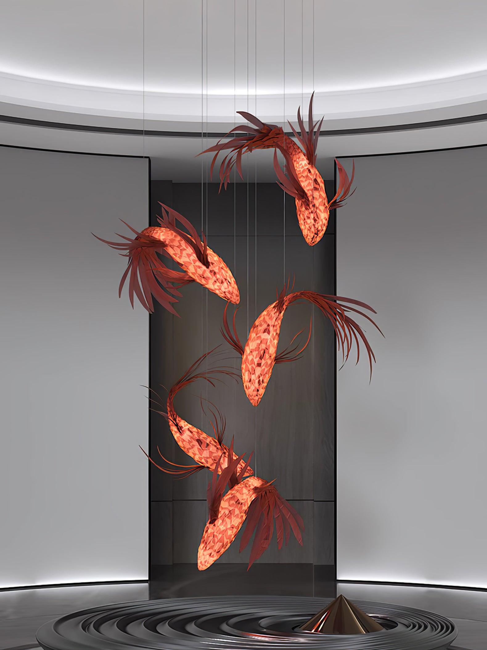 Vamararae Crimson Swirl Koi Pendant Light - Letslighting