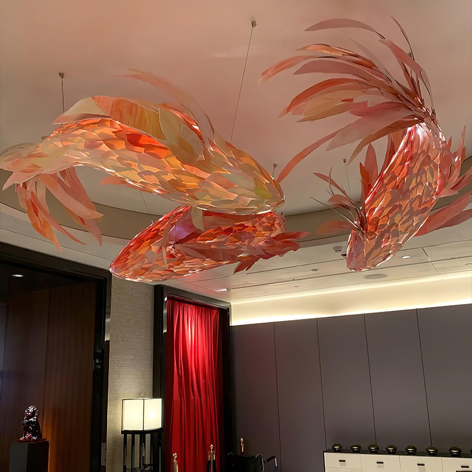 Vamararae Crimson Swirl Koi Pendant Light - Letslighting