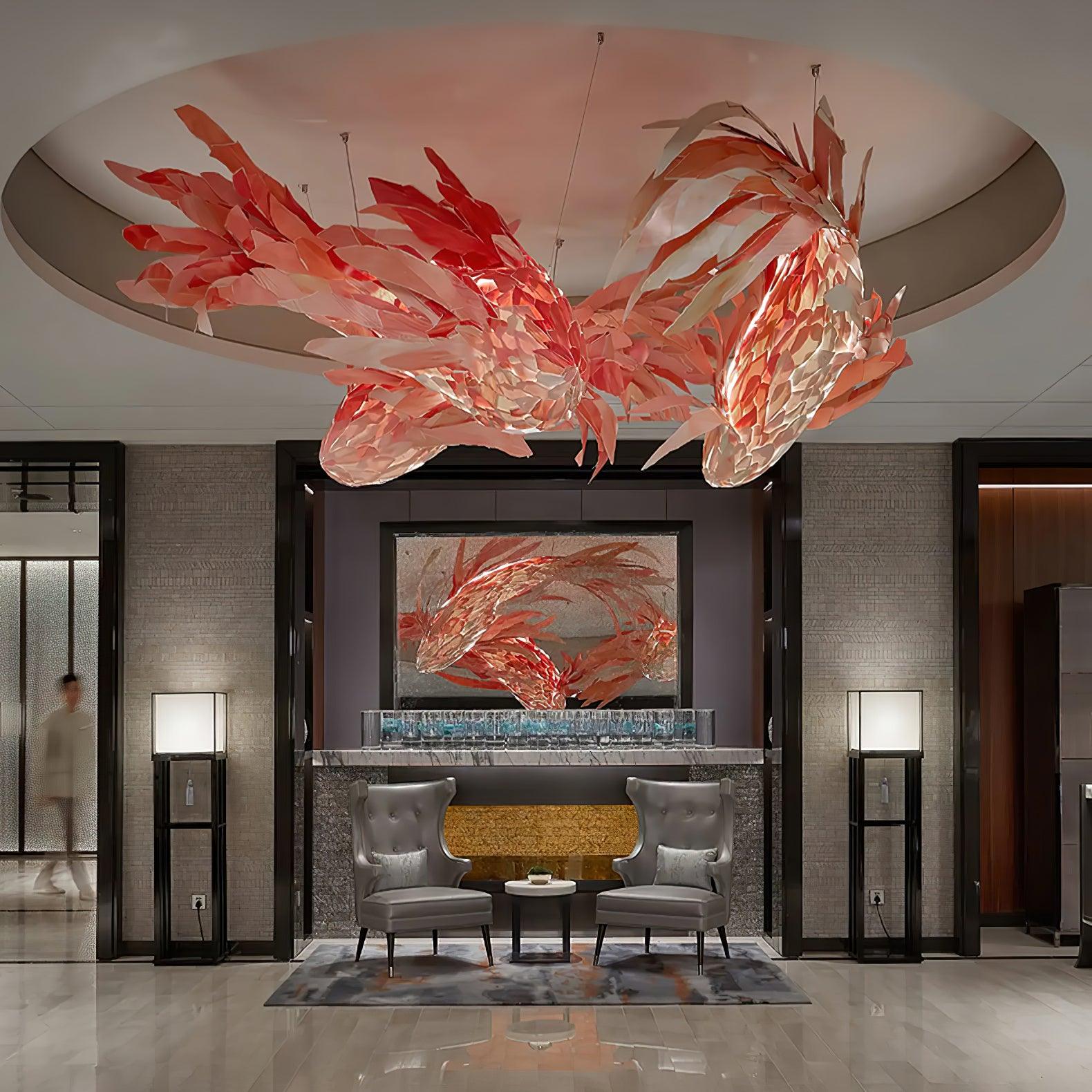 Vamararae Crimson Swirl Koi Pendant Light - Letslighting