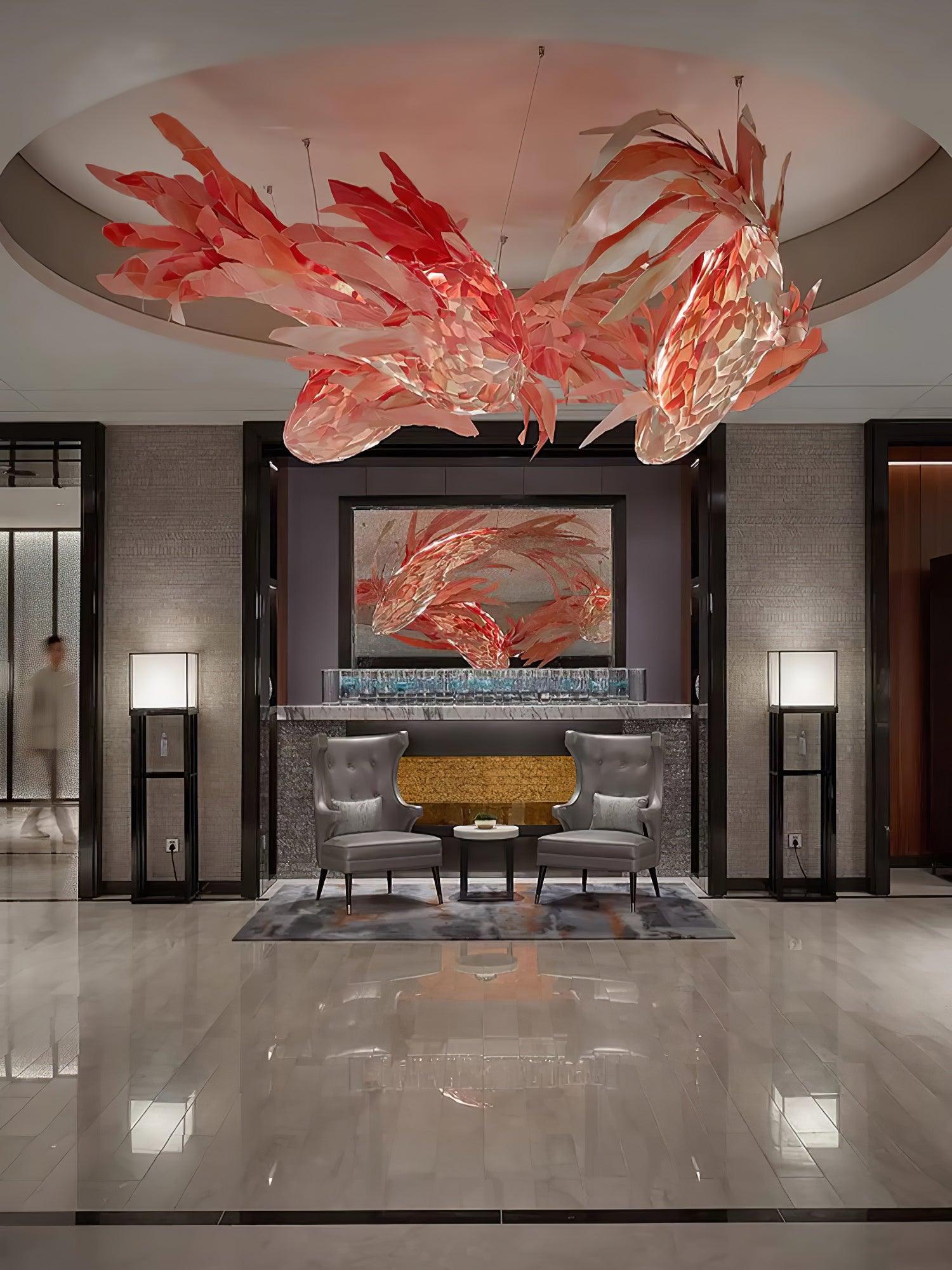 Vamararae Crimson Swirl Koi Pendant Light - Letslighting