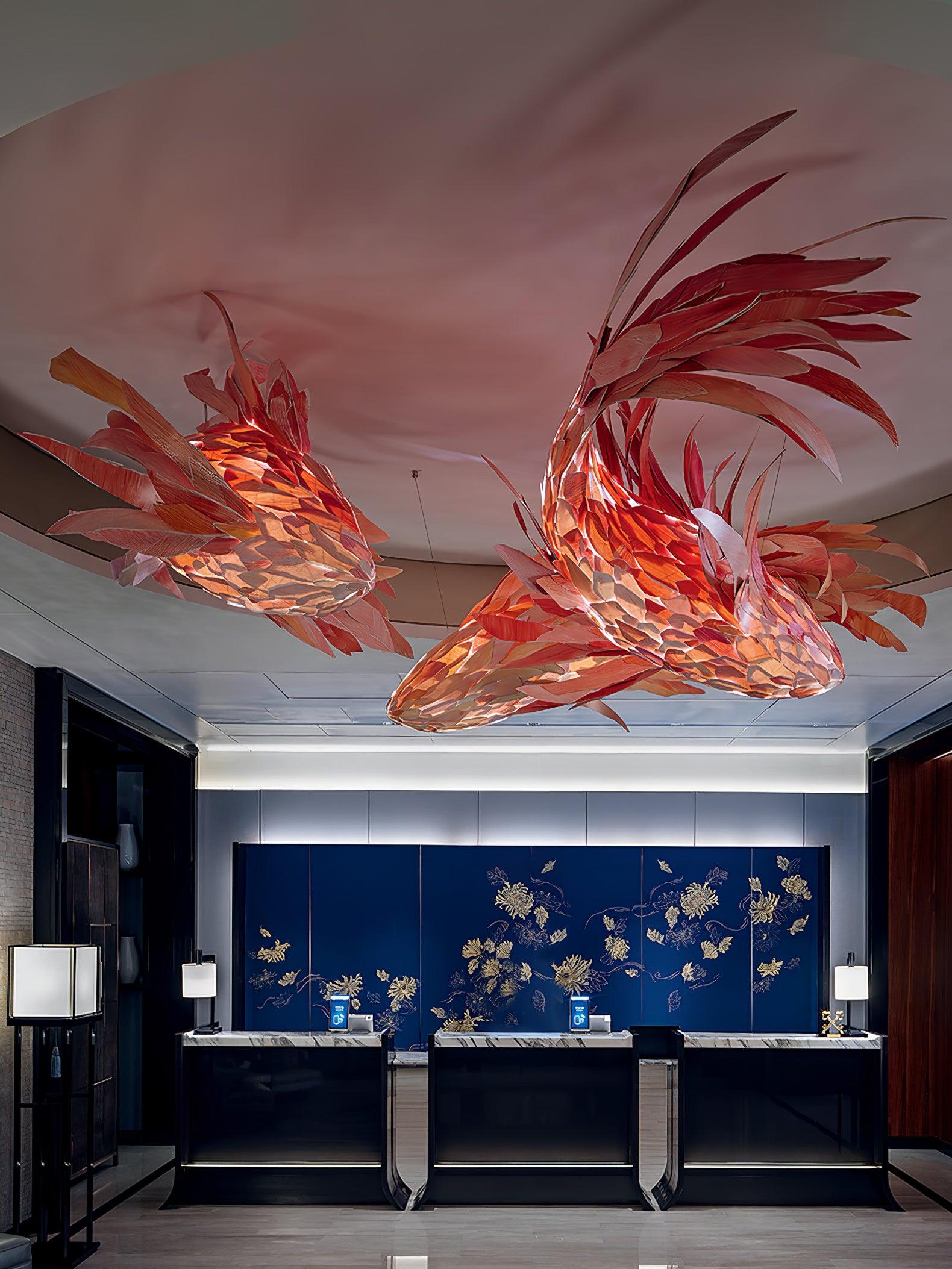 Vamararae Crimson Swirl Koi Pendant Light - Letslighting