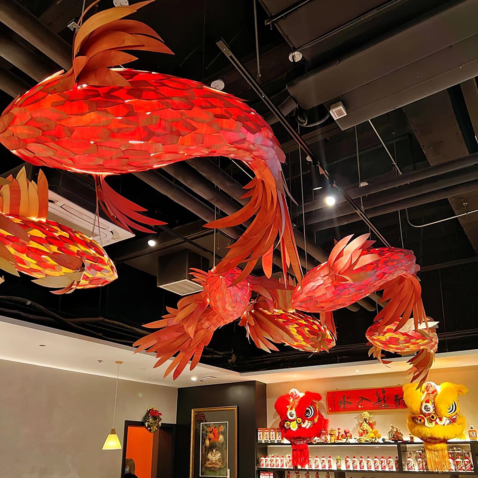 Vamararae Crimson Swirl Koi Pendant Light - Letslighting