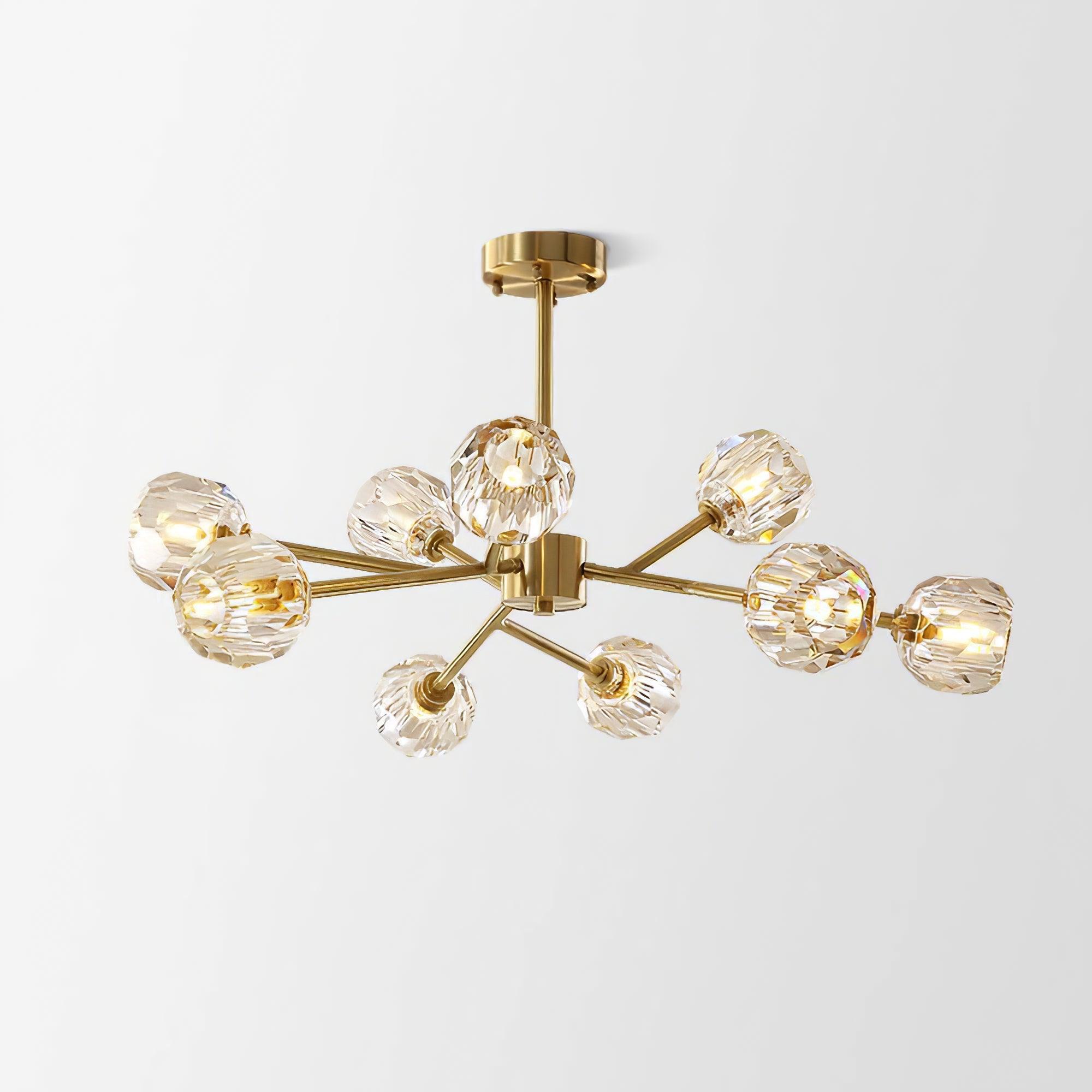 Crystal Ball Chandelier Brass Black Faceted - Letslighting