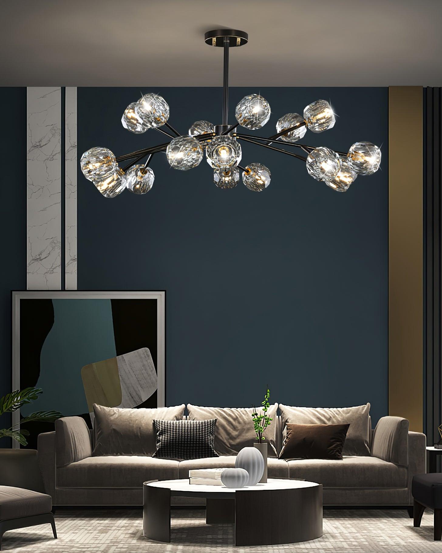 Kristy Chandelier Crystal Ball Brass Elegance - Letslighting