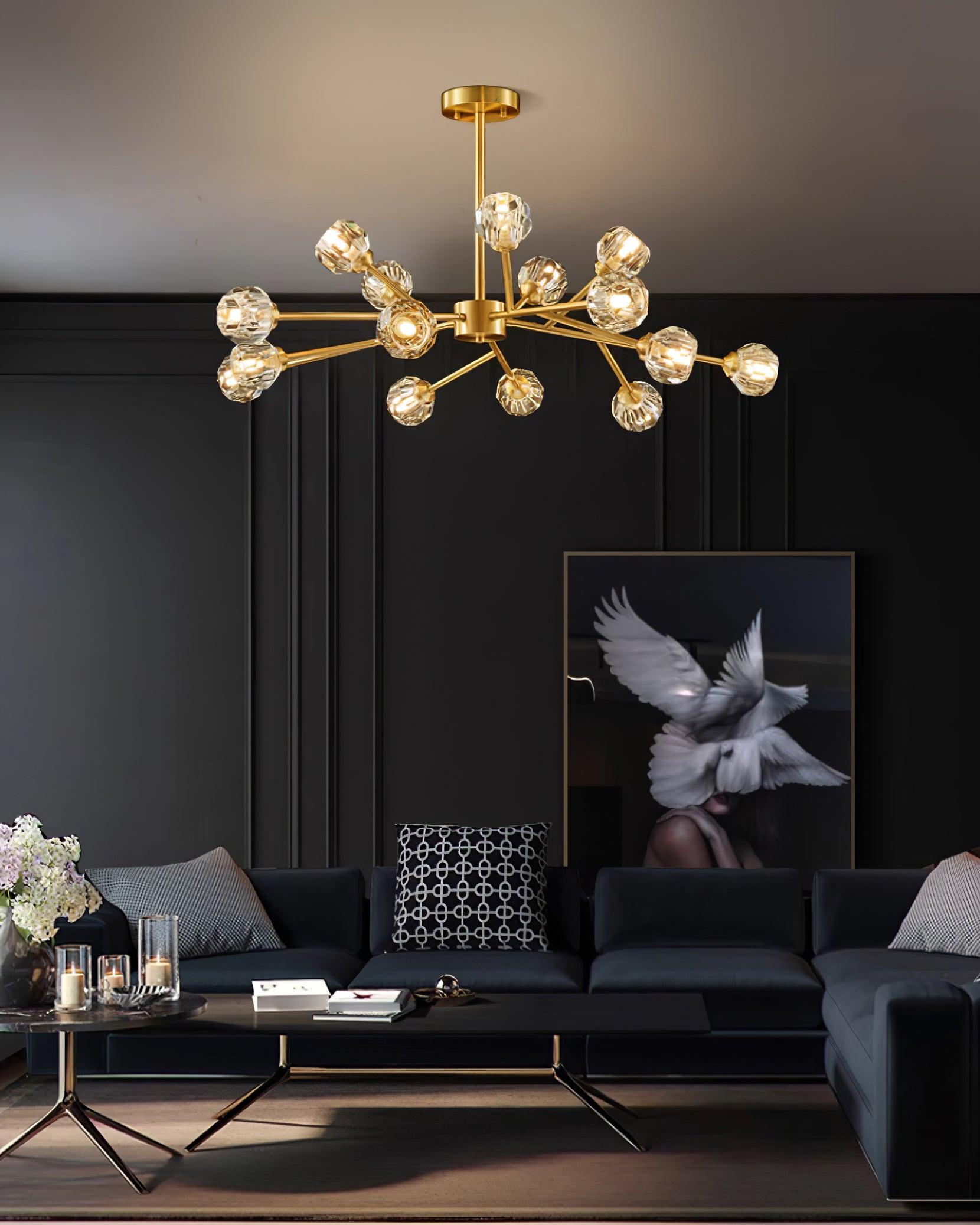 Kristy Chandelier Crystal Ball Brass Elegance - Letslighting
