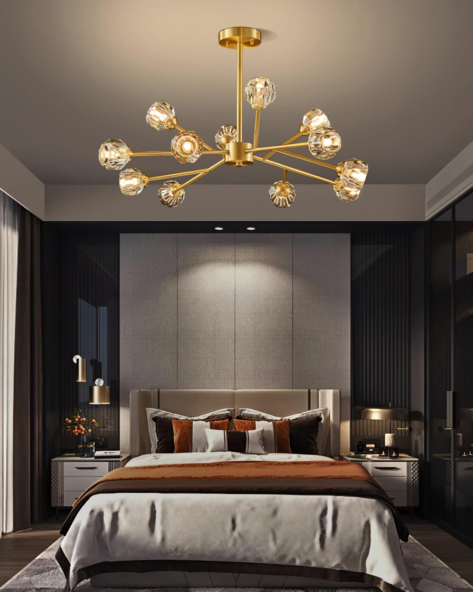 Kristy Chandelier Crystal Ball Brass Elegance - Letslighting