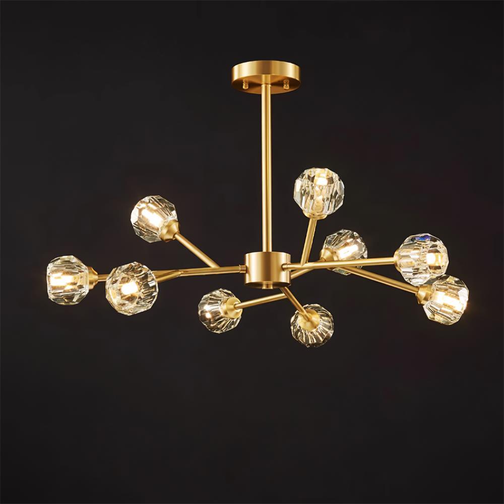 Kristy Chandelier Crystal Ball Brass Elegance - Letslighting