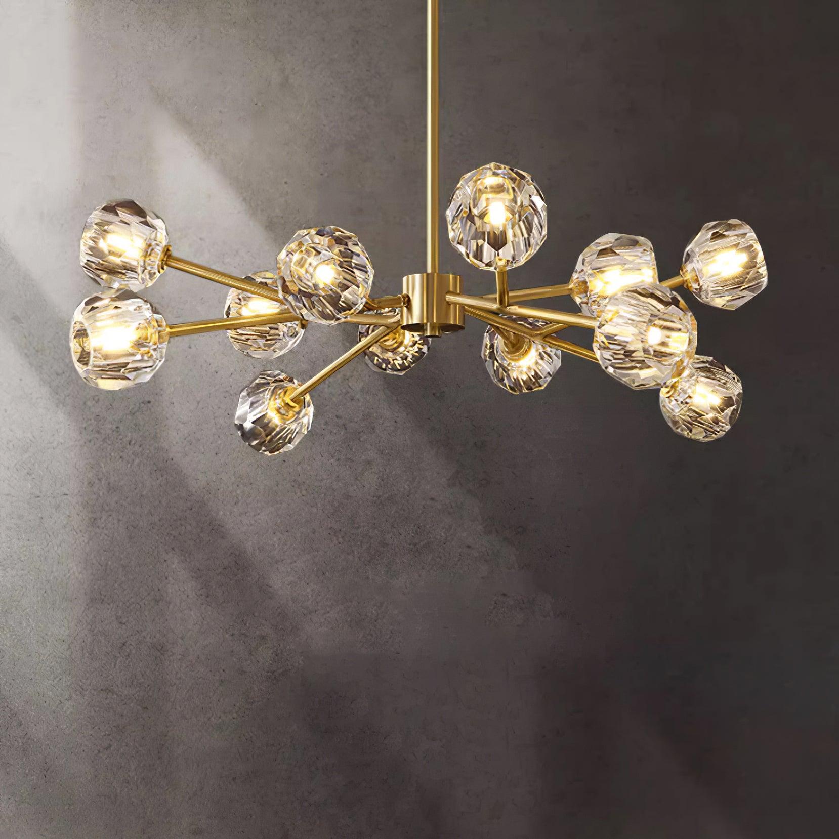 Kristy Chandelier Crystal Ball Brass Elegance - Letslighting