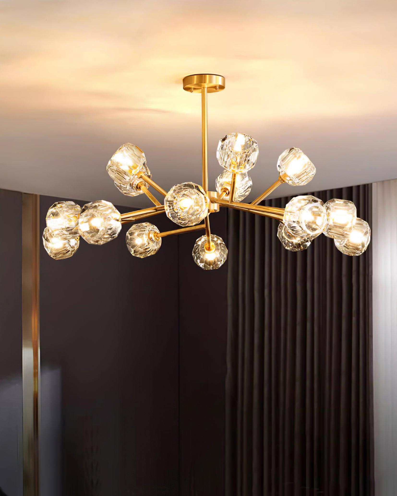 Kristy Chandelier Crystal Ball Brass Elegance - Letslighting