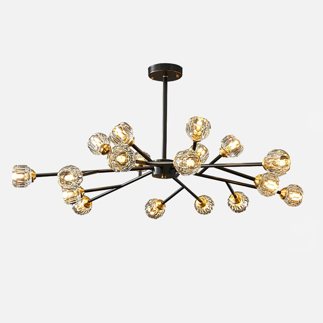 Crystal Ball Chandelier Brass Black Faceted - Letslighting