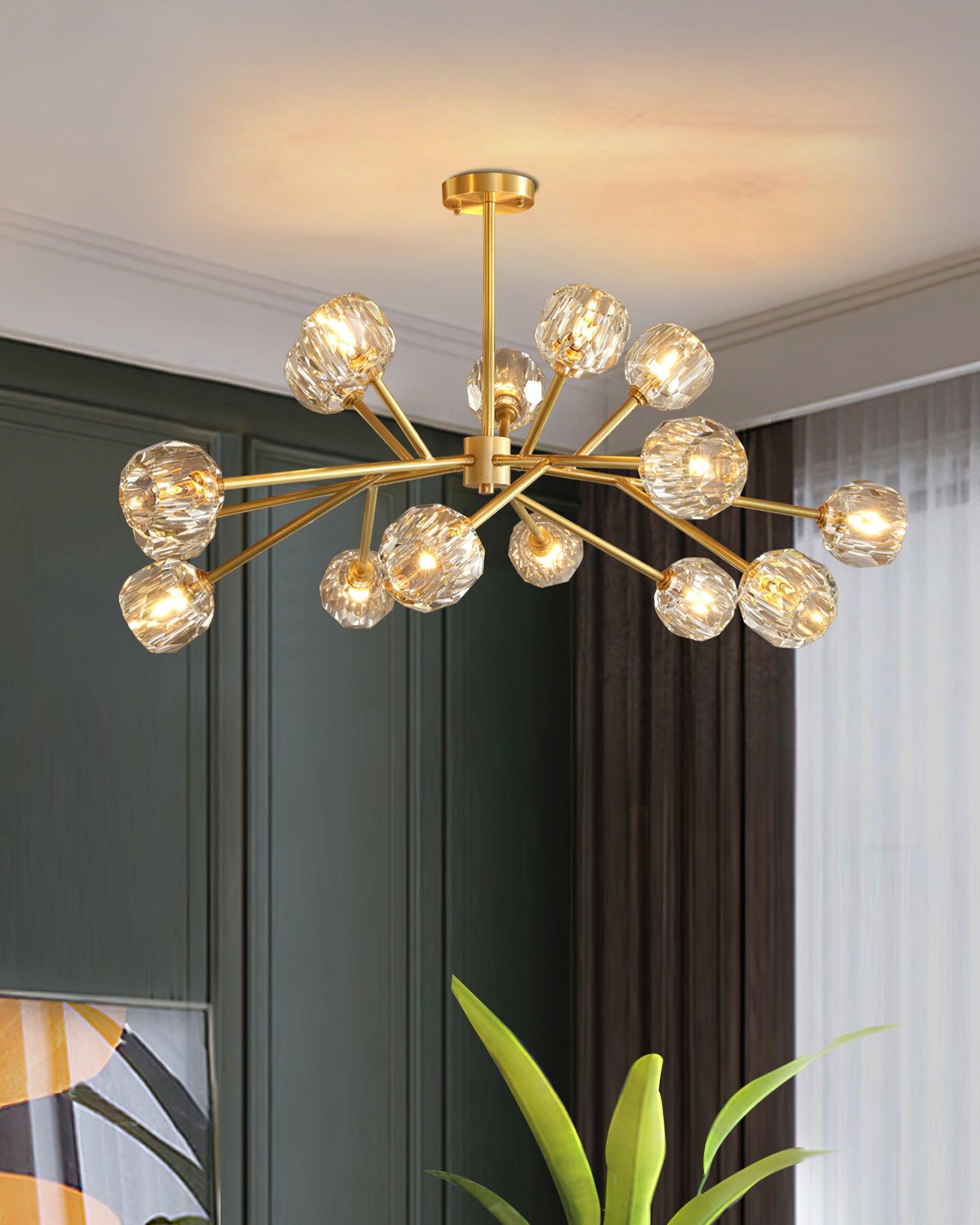 Kristy Chandelier Crystal Ball Brass Elegance - Letslighting