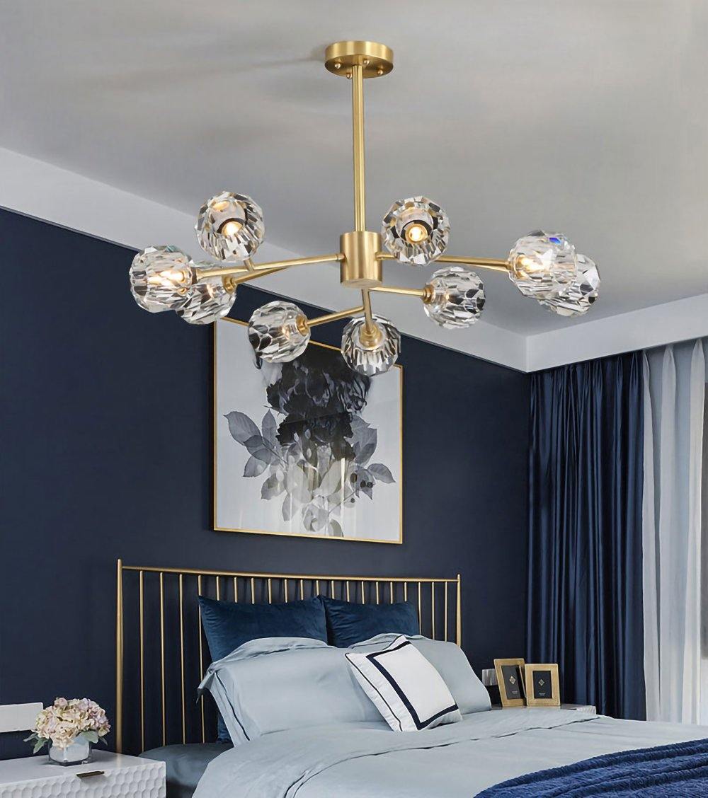 Lustra Pendant Lamp Crystal Ball Brass Cluster - Letslighting