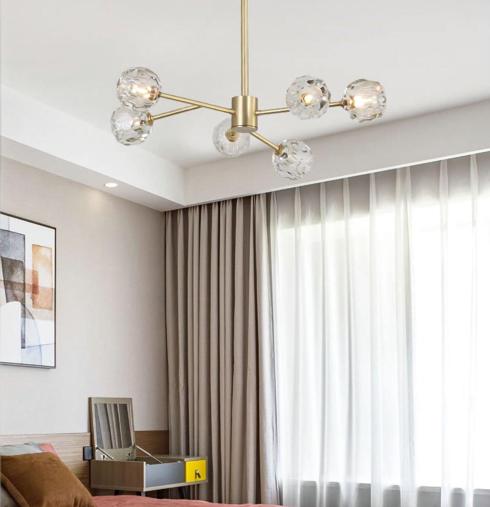 Lustra Pendant Lamp Crystal Ball Brass Cluster - Letslighting