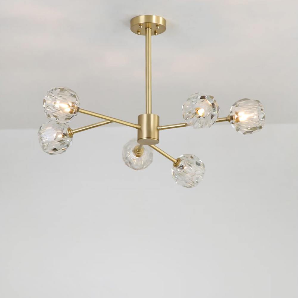Lustra Pendant Lamp Crystal Ball Brass Cluster - Letslighting