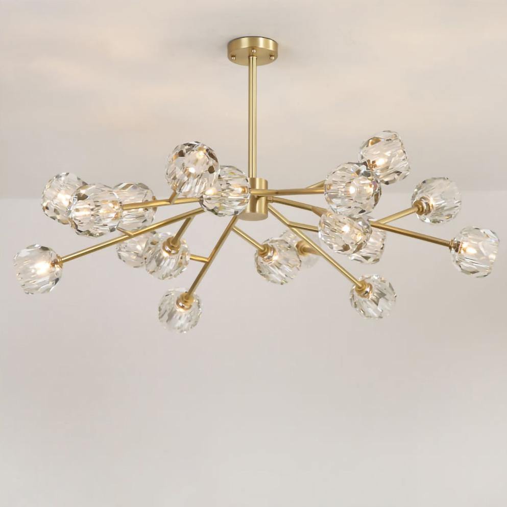 Lustra Pendant Lamp Crystal Ball Brass Cluster - Letslighting