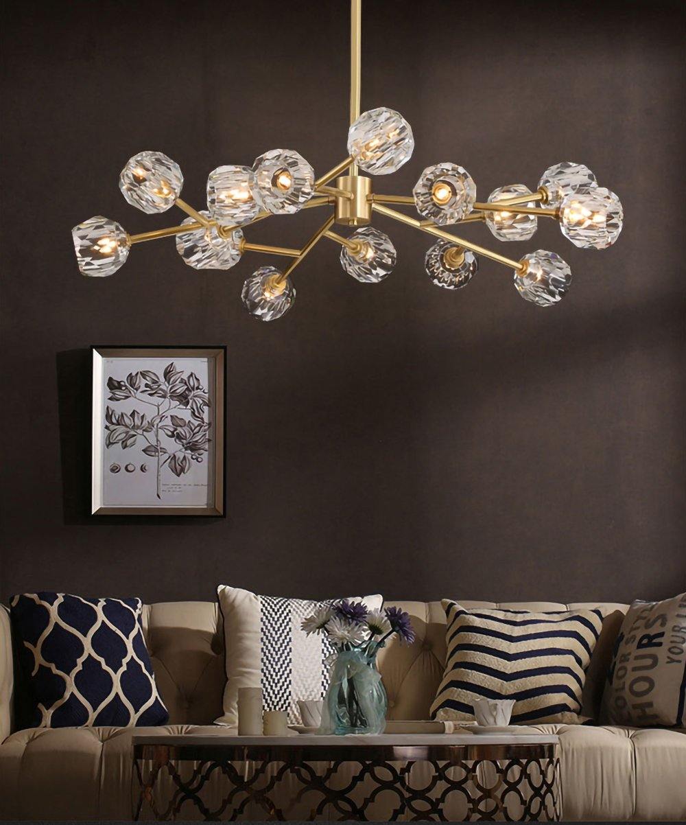 Lustra Pendant Lamp Crystal Ball Brass Cluster - Letslighting