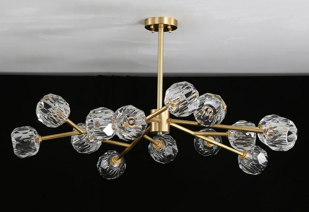 Lustra Pendant Lamp Crystal Ball Brass Cluster - Letslighting