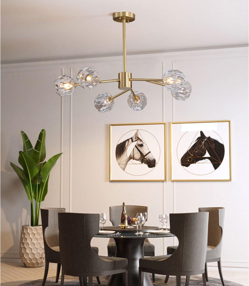 Lustra Pendant Lamp Crystal Ball Brass Cluster - Letslighting