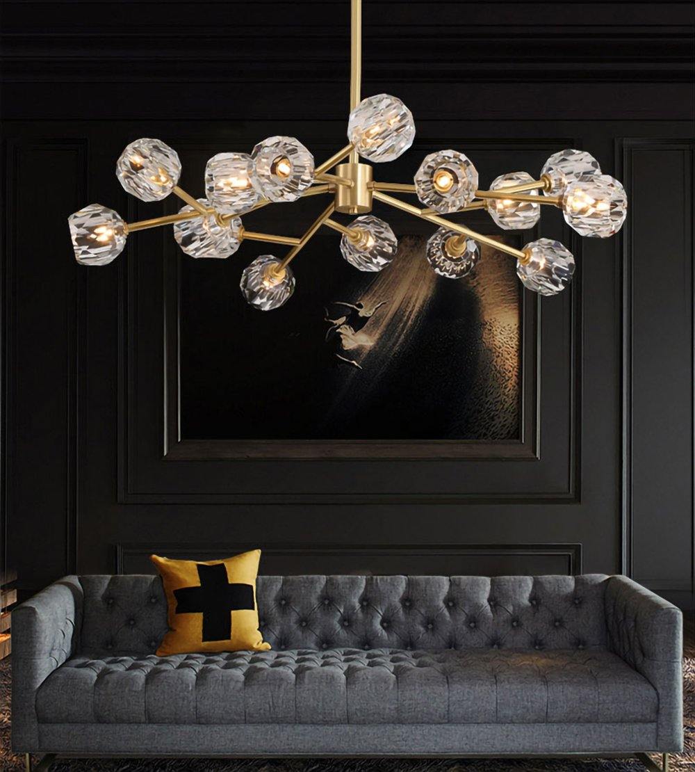 Lustra Pendant Lamp Crystal Ball Brass Cluster - Letslighting