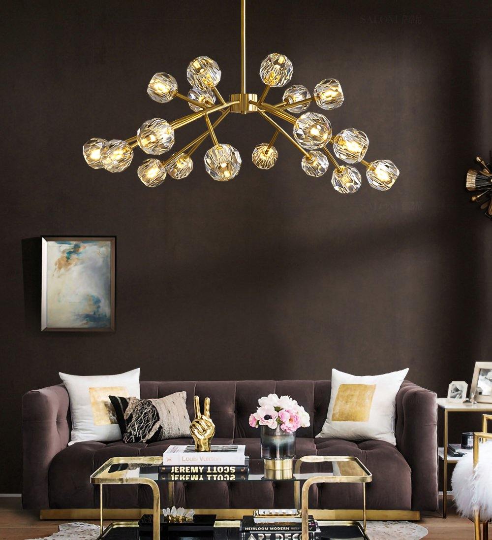Lustra Pendant Lamp Crystal Ball Brass Cluster - Letslighting