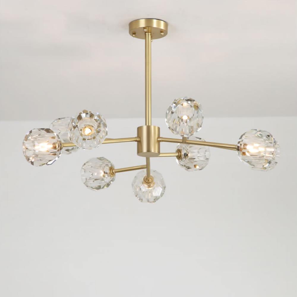Lustra Pendant Lamp Crystal Ball Brass Cluster - Letslighting