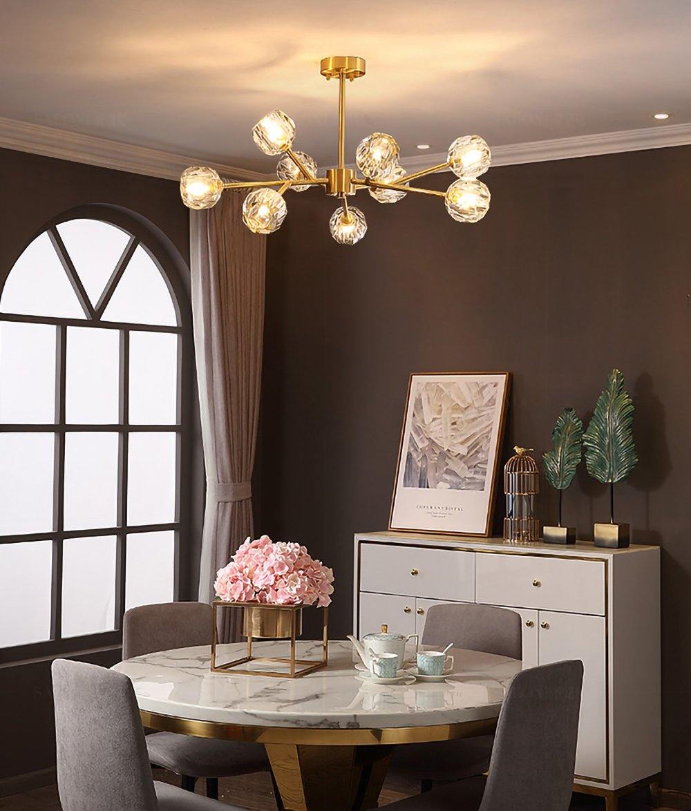 Lustra Pendant Lamp Crystal Ball Brass Cluster - Letslighting