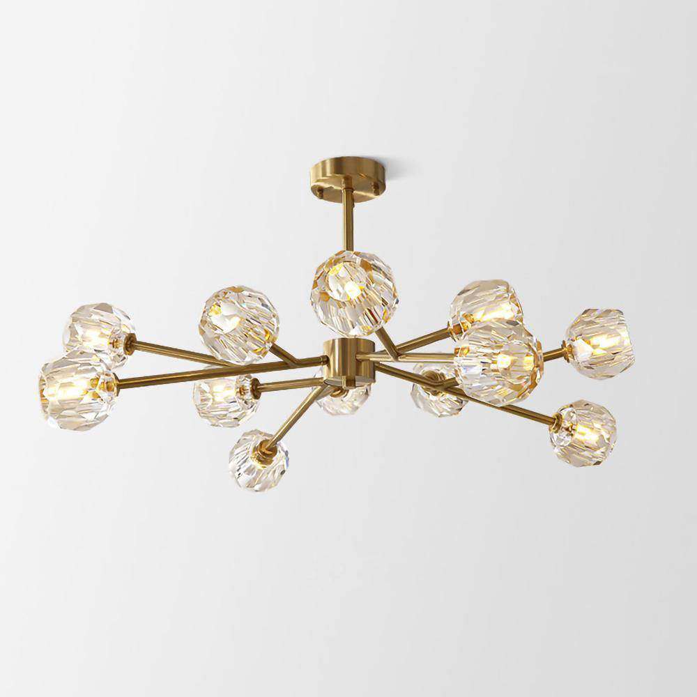Lustra Pendant Lamp Crystal Ball Brass Cluster - Letslighting