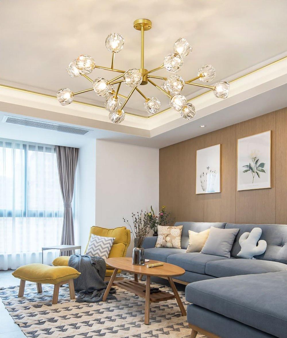 Lustra Pendant Lamp Crystal Ball Brass Cluster - Letslighting