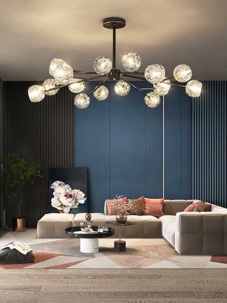 Lustra Pendant Lamp Crystal Ball Brass Cluster - Letslighting