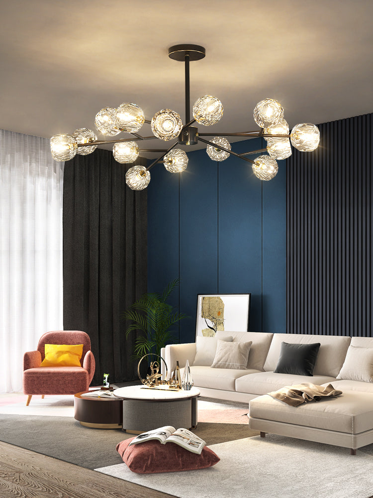 Lustra Pendant Lamp Crystal Ball Brass Cluster - Letslighting