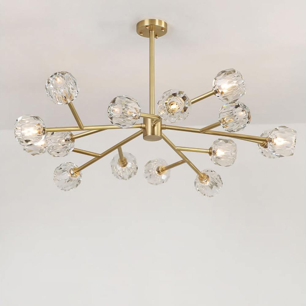 Lustra Pendant Lamp Crystal Ball Brass Cluster - Letslighting