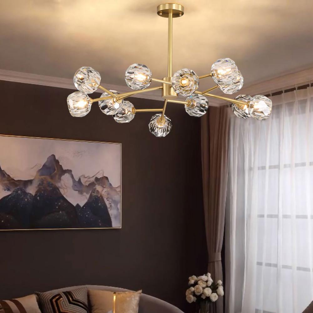 Lustra Pendant Lamp Crystal Ball Brass Cluster - Letslighting