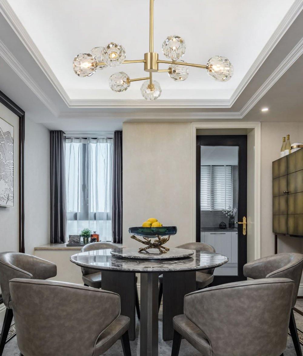 Lustra Pendant Lamp Crystal Ball Brass Cluster - Letslighting
