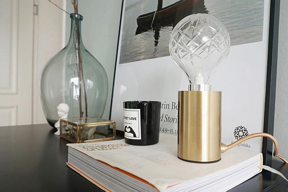 Lyrician Brass Glass Industrial Table Lamp - Letslighting