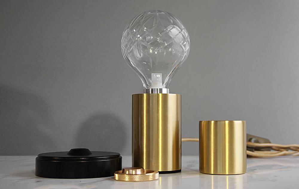 Lyrician Brass Glass Industrial Table Lamp - Letslighting