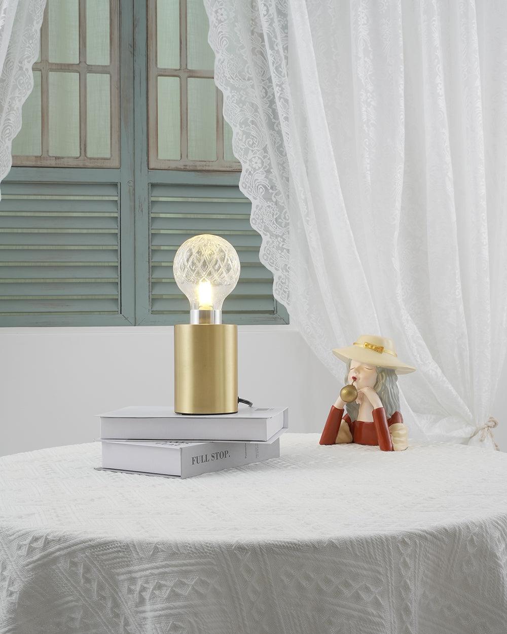 Lyrician Brass Glass Industrial Table Lamp - Letslighting