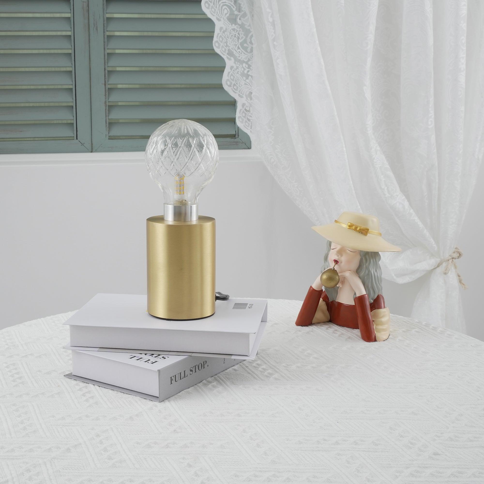 Lyrician Brass Glass Industrial Table Lamp - Letslighting