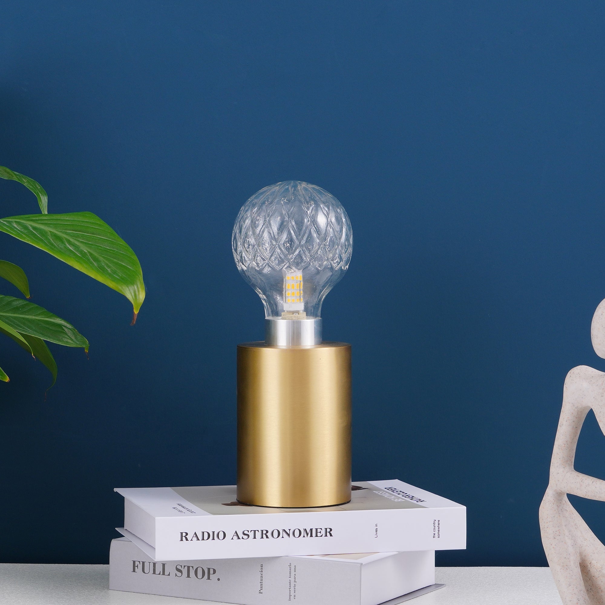 Lyrician Brass Glass Industrial Table Lamp - Letslighting