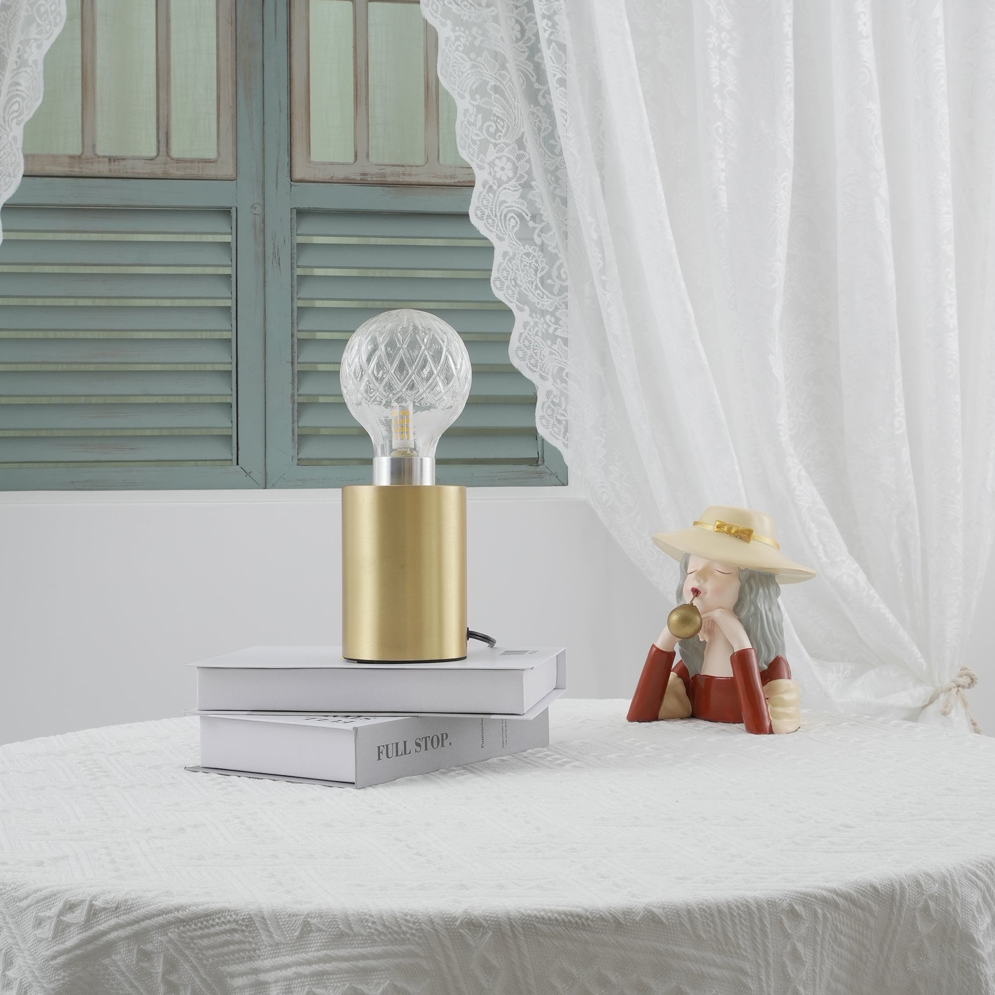 Lyrician Brass Glass Industrial Table Lamp - Letslighting