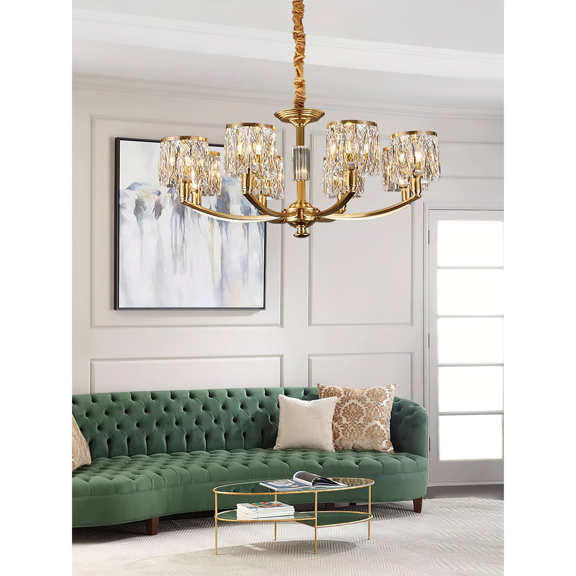 Amber Individual Creativity Column Brass Crystal Chandelier - Letslighting