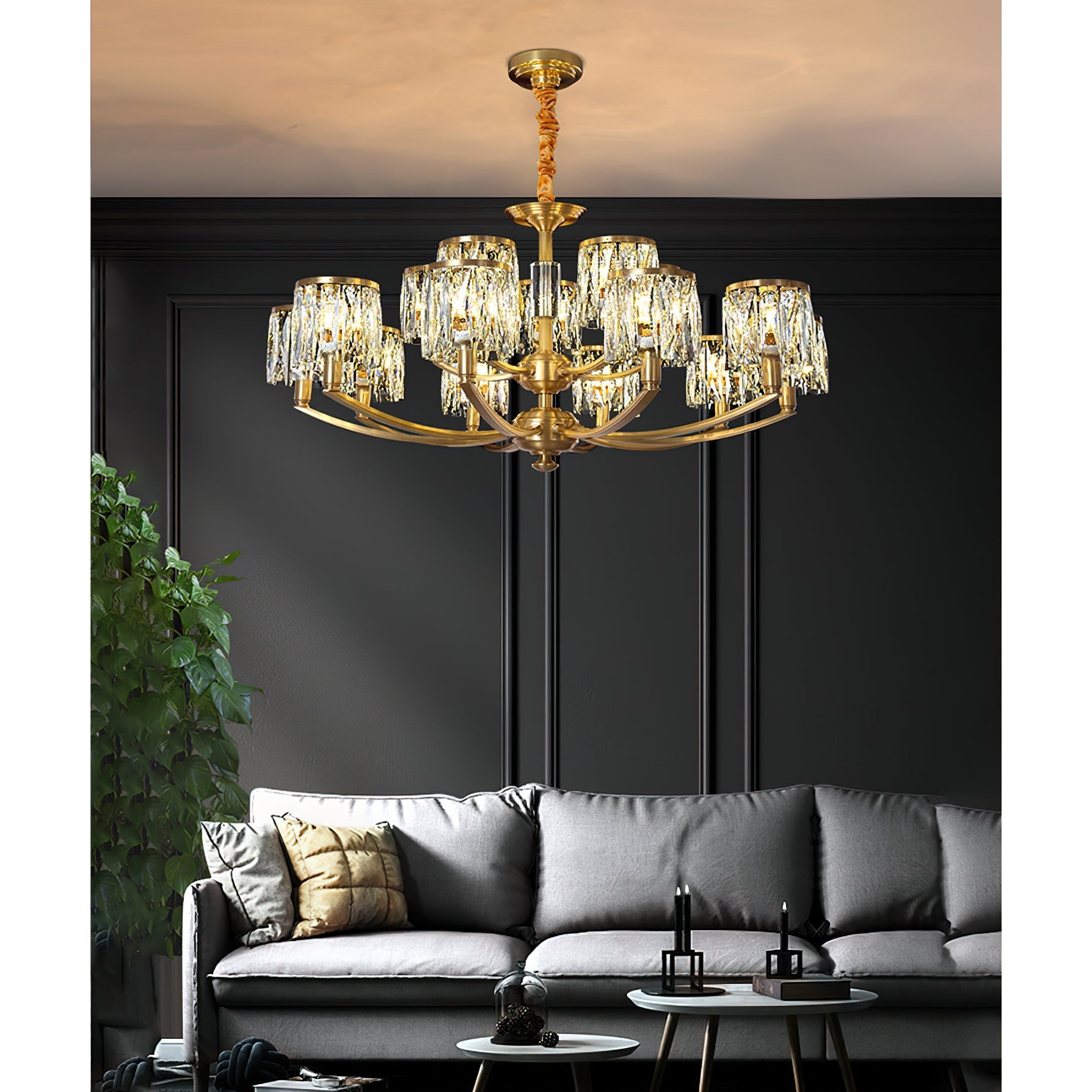 Amber Individual Creativity Column Brass Crystal Chandelier - Letslighting