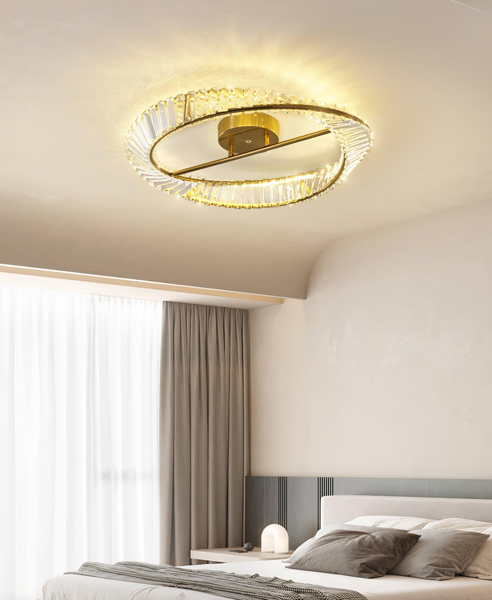 Lustra Ceiling Light Crystal Rings Stainless Steel - Letslighting
