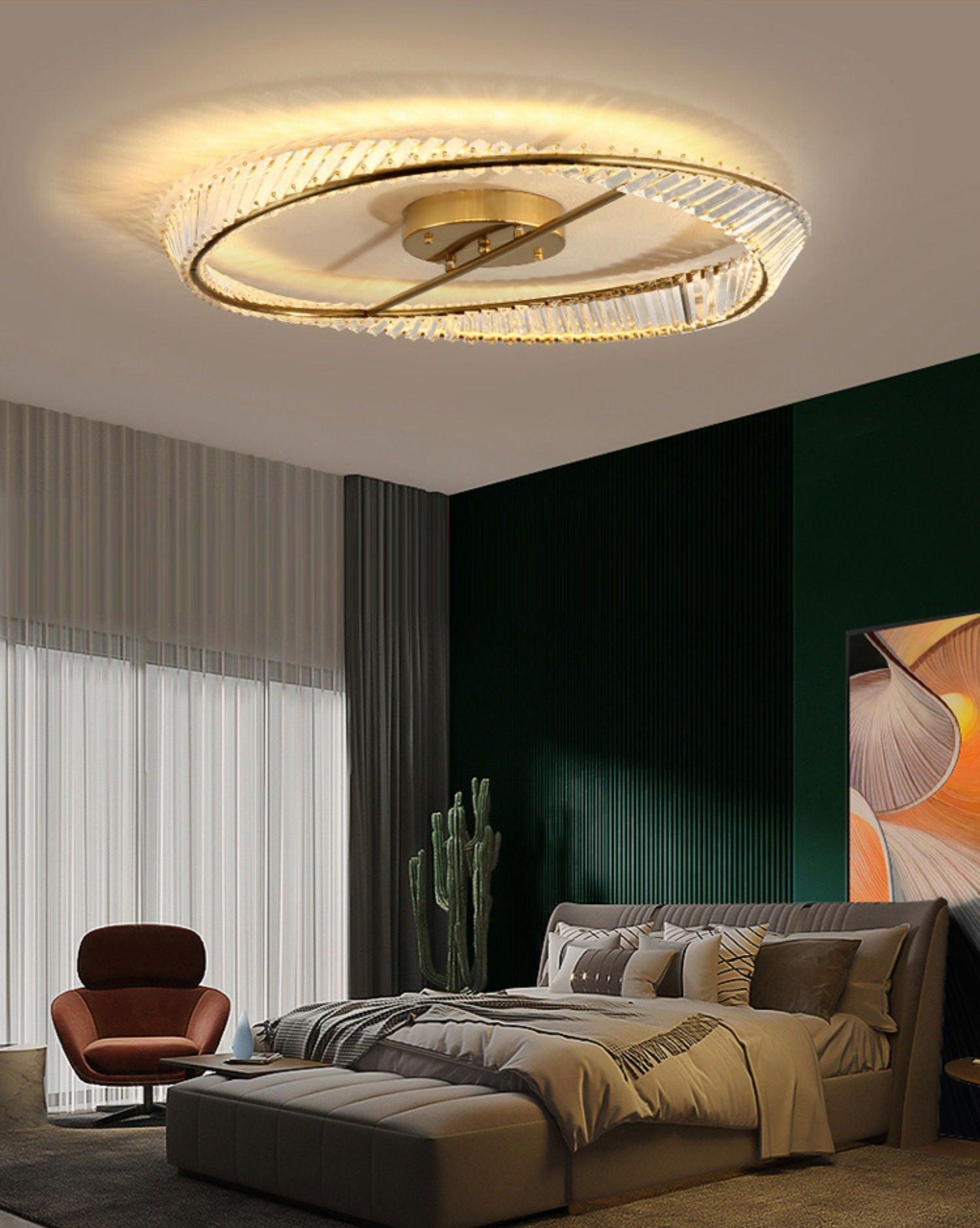 Lustra Ceiling Light Crystal Rings Stainless Steel - Letslighting