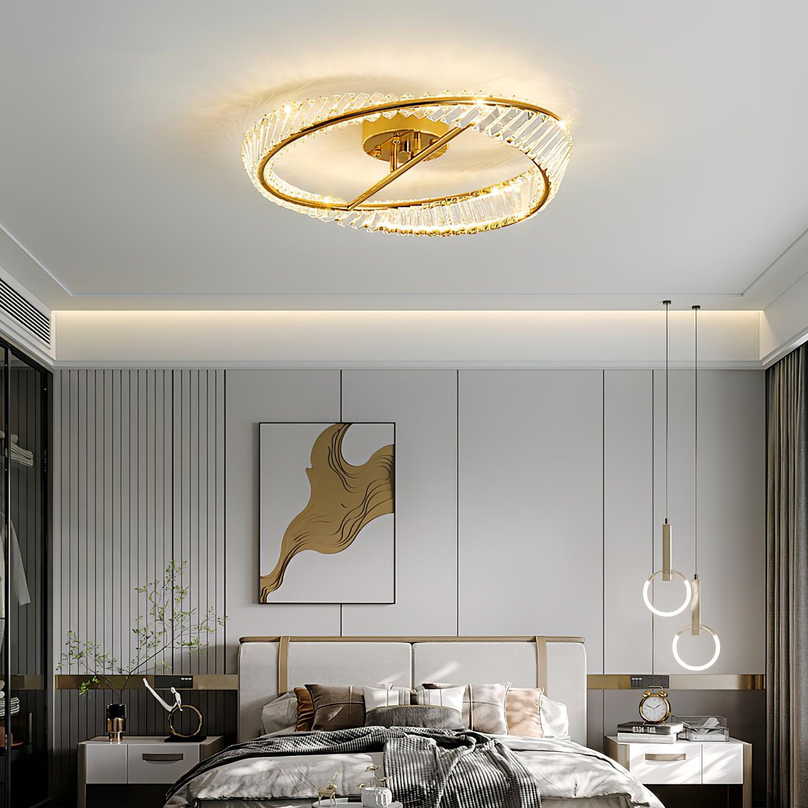 Lustra Ceiling Light Crystal Rings Stainless Steel - Letslighting