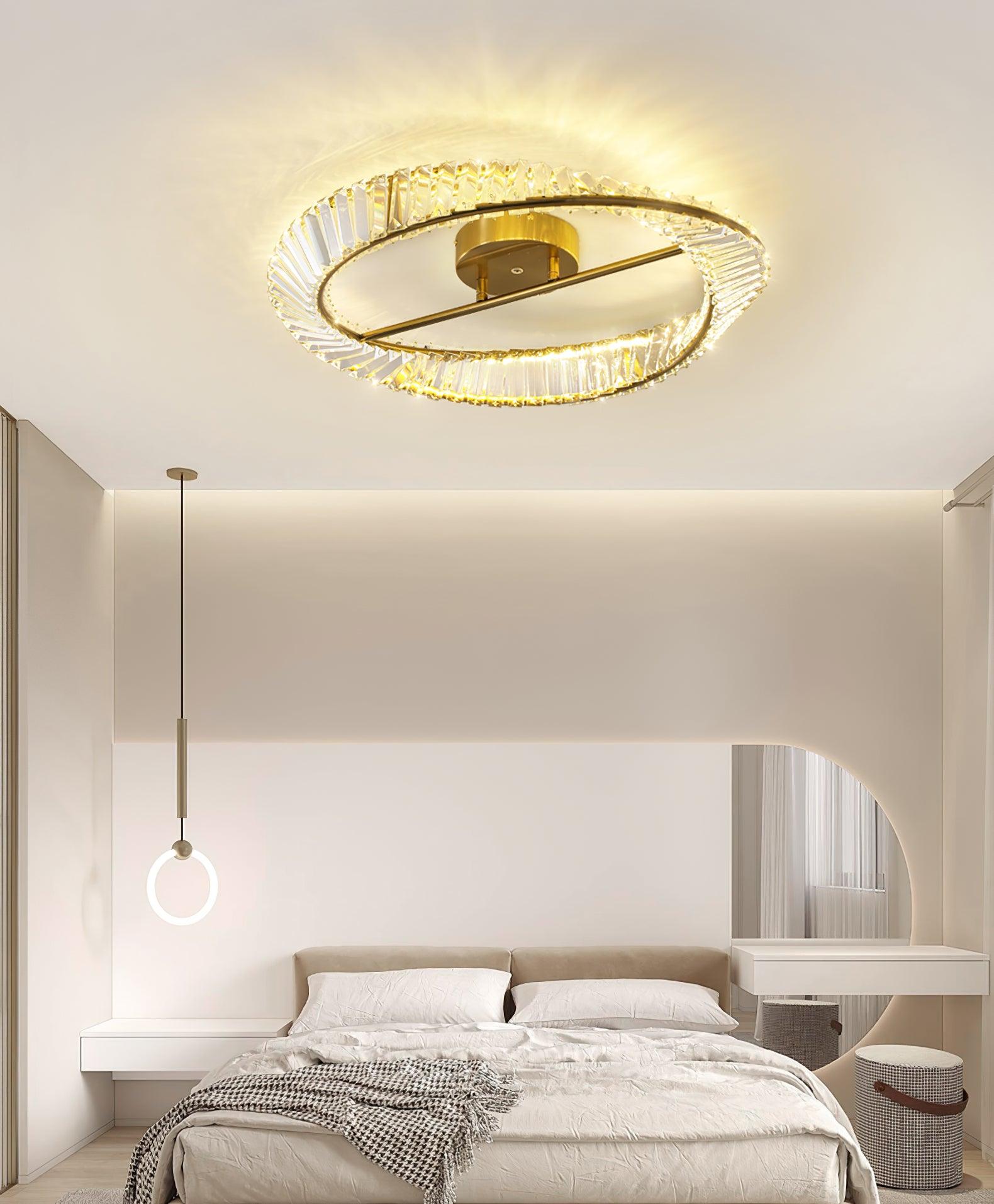 Lustra Ceiling Light Crystal Rings Stainless Steel - Letslighting