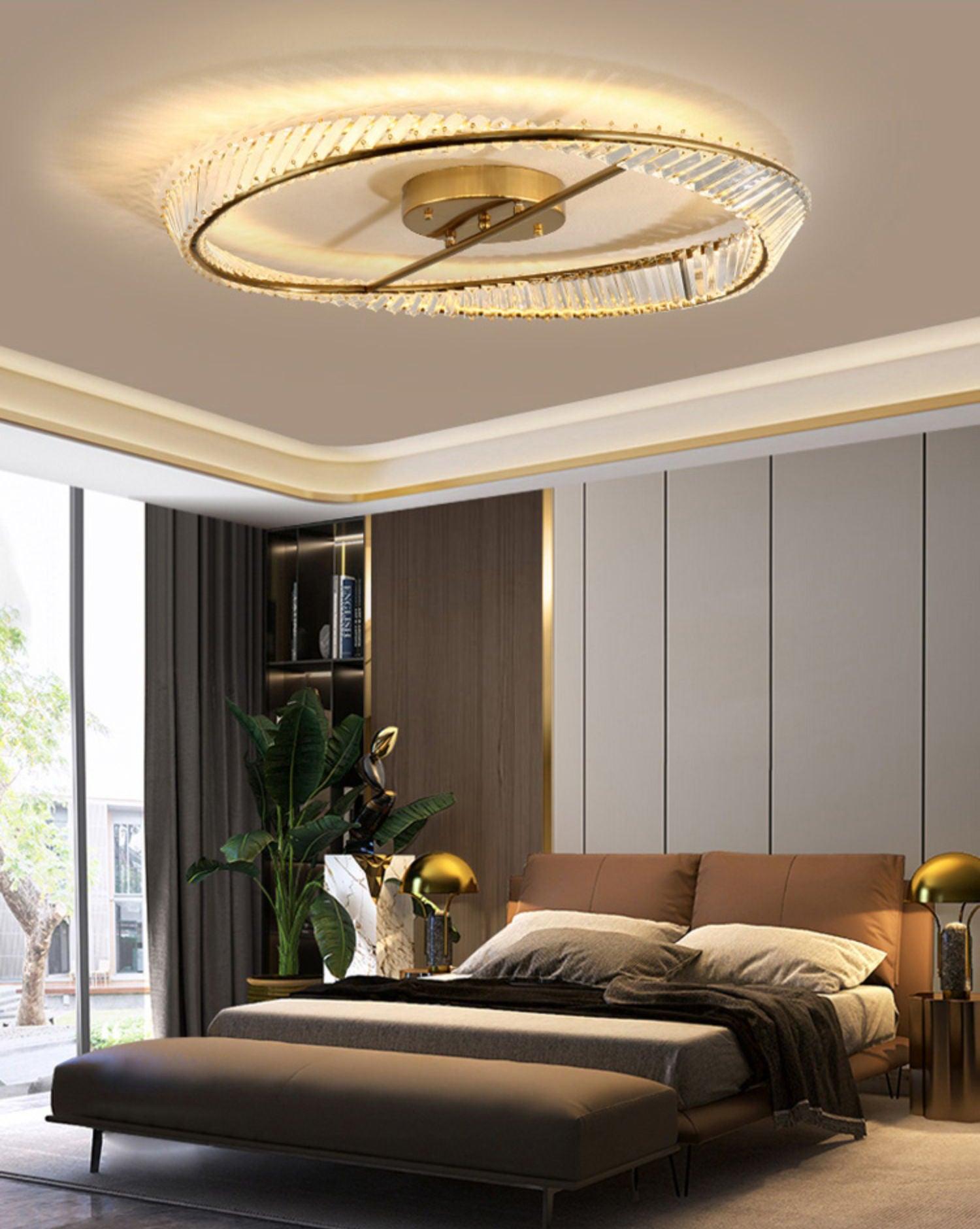 Lustra Ceiling Light Crystal Rings Stainless Steel - Letslighting