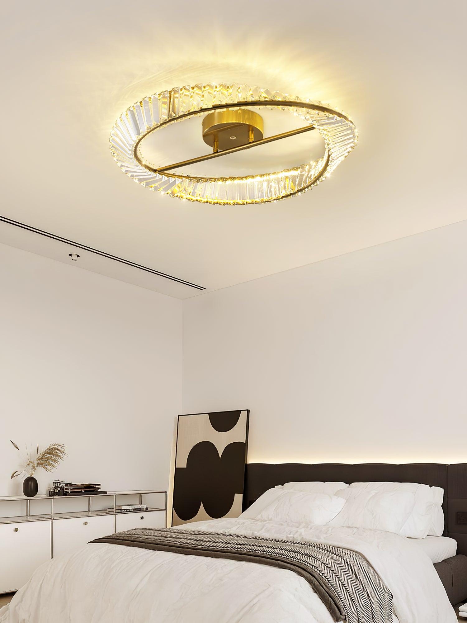 Lustra Ceiling Light Crystal Rings Stainless Steel - Letslighting